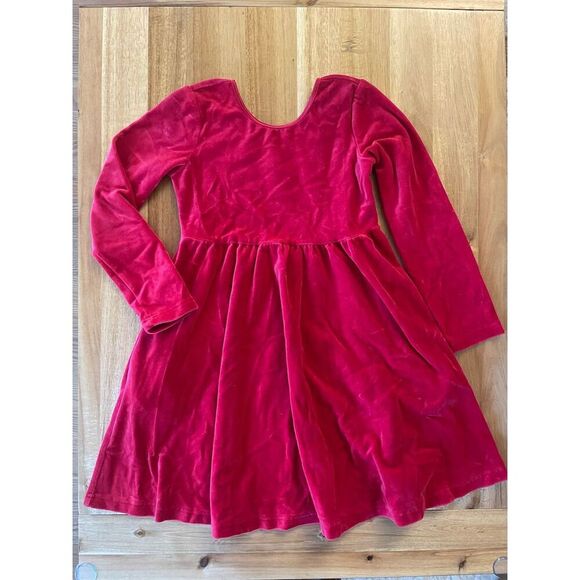 Hanna Andersson Other - Hanna Andersson Girls Red Velour Skater Dress Size 6-7 (120cm) Party Knee Length